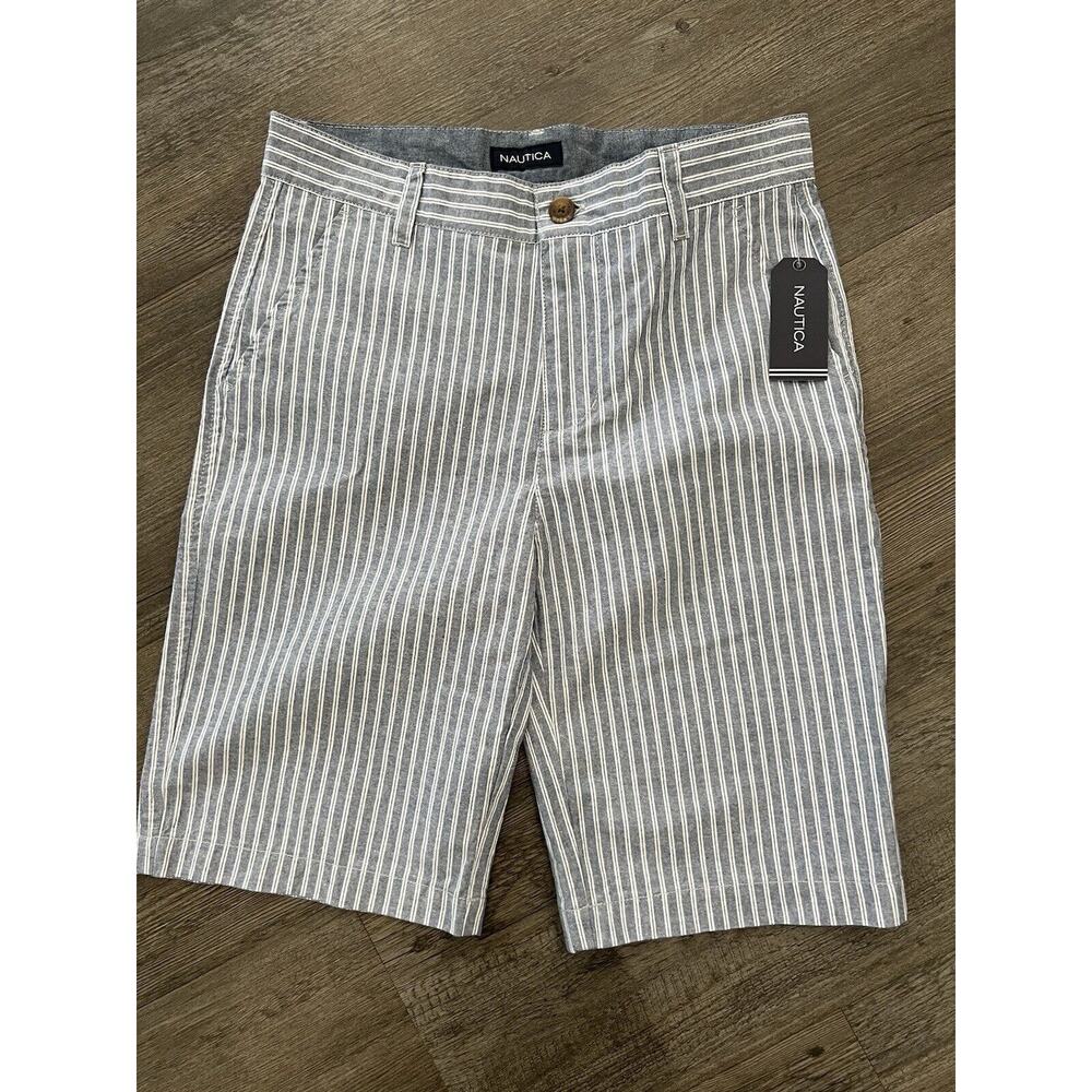 Nautica Boys Shorts Size 14 NWT Blue & White Stripe- Beach Family Photos